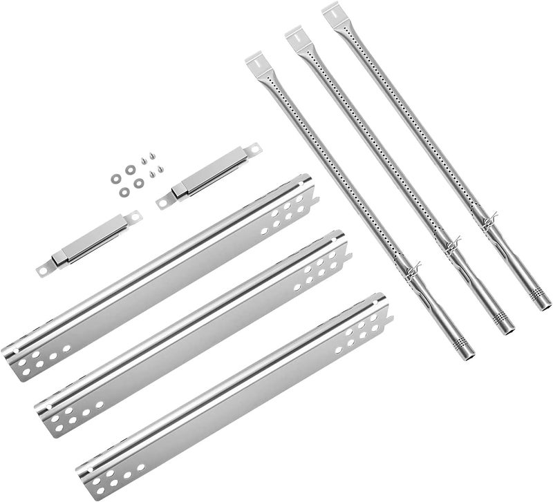 JCLMER Grill Replacement Parts for Charbroil Advantage 3 Burner 463343015 463335115 463642116 Grill Gas, Stainless Steel Pipe Burners, Heat Plate Shields and Crossover Tubes for 463642116, 4 Burner 463344015 - Image 1